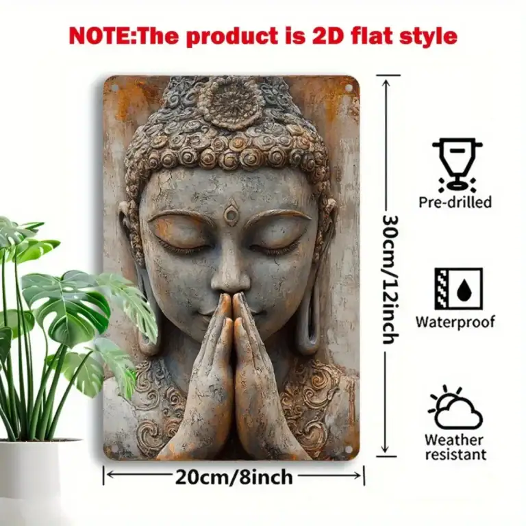 Exquisite Golden Leaf Buddha Aluminum Wall Sign photo review