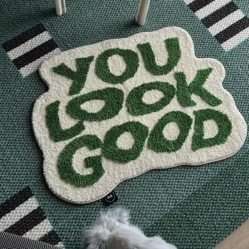 Stylish Anti-Slip Tufted Floor Mat with Inspiring Letter photo review