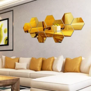 Hexagon Acrylic Wall Mirror Stickers in 4 Colors