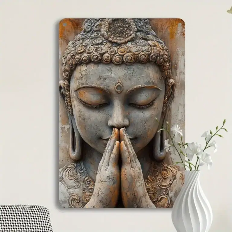 Exquisite Golden Leaf Buddha Aluminum Wall Sign photo review