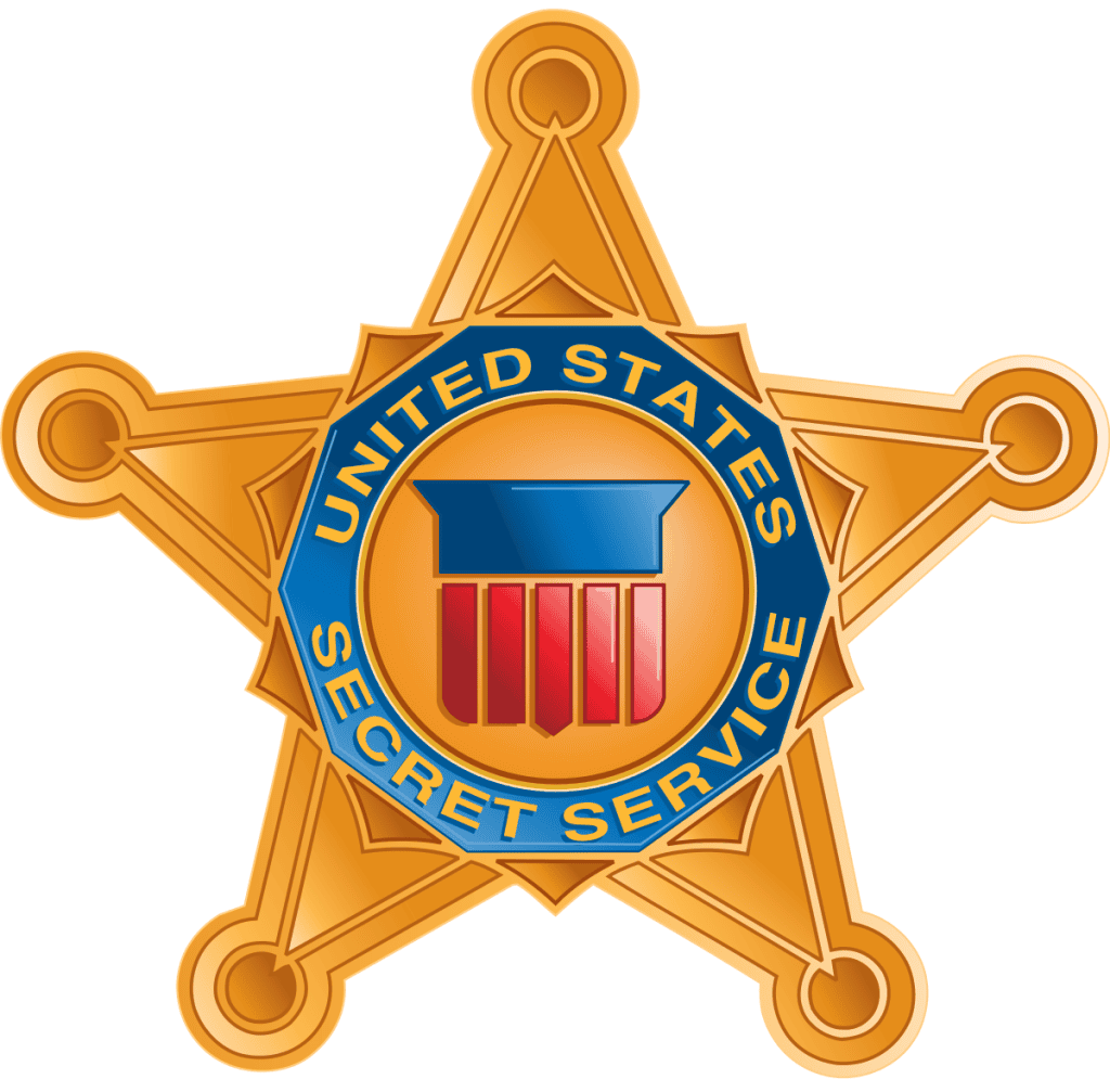 Badge of the U.S. Secret Service with emblem and text.
