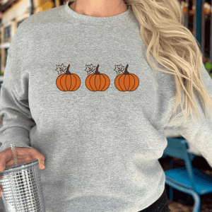 grey sweater with pumpkins