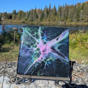 Metallic Pearl painting on a 6" x 6" tile