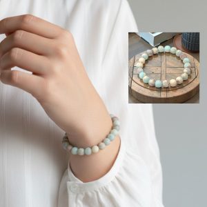 8mm Agalmatolite Beaded Stretch Bracelet