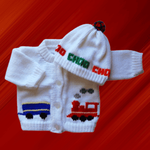 Train Baby Sweater, Personalized Knitted Infant Cardigan, Custom Shower Gift