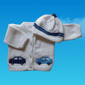 Cars Baby Sweater, Personalized Knitted Baby Cardigan, Custom Shower Gift
