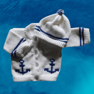Sailor Baby Sweater, Personalized Knitted Infant Cardigan, Custom Shower Gift