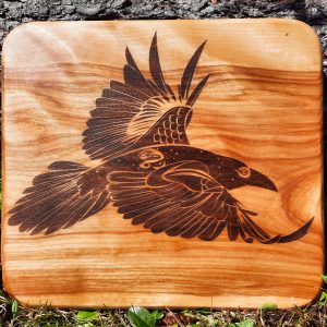 Raven and the Moon' wooden cutting board/charcuterie board