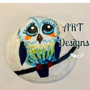 Hand-painted Seashell of an Owl
