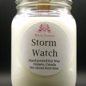 Storm Watch Soy Wax Candle - Mason Jar 80+ Hours Burn Time - Wooden Wick
