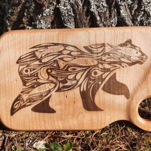 Fishing Bear' wooden cutting board/charcuterie board