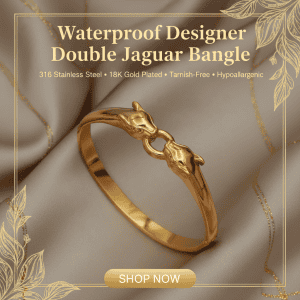 18k Gold Plated Jaguar Bangle | Tarnish-Free Stainless Steel