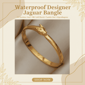 18k Gold Plated Jaguar Bangle | Tarnish-Free Stainless Steel |