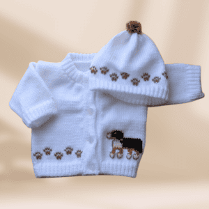 Bernese Mountain Dog Baby Sweater, Personalized Knitted Infant Cardigan, Shower Gift
