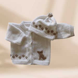Terrier Baby Sweater, Personalized Knitted Infant Cardigan, Custom Dog Clothes, Shower Gift
