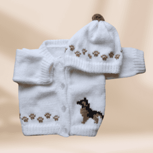 German Shepherd Baby Sweater, Personalized Knitted Infant Cardigan, Custom Dog Shower Gift