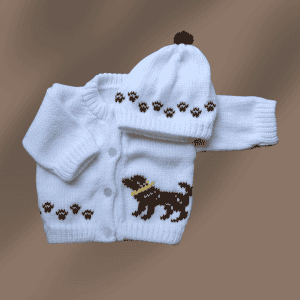 Brown Lab Retriever Baby Sweater, Personalized Knitted Infant Cardigan, Custom Shower Gift