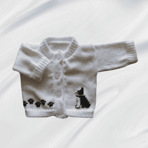French Bulldog Baby Sweater, Personalized Knitted Infant Cardigan, Custom Shower Gift