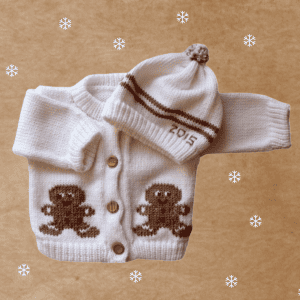 Gingerbread Man Baby Sweater, Personalized Knitted Infant Cardigan, Custom Shower Gift