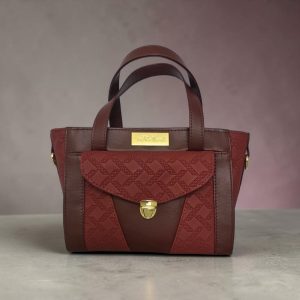 Burgundy quilted faux leather with gold hardware mini bag