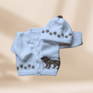 Beige Lab Retriever Baby Sweater, Personalized Infant Cardigan, Dog Shower Gift