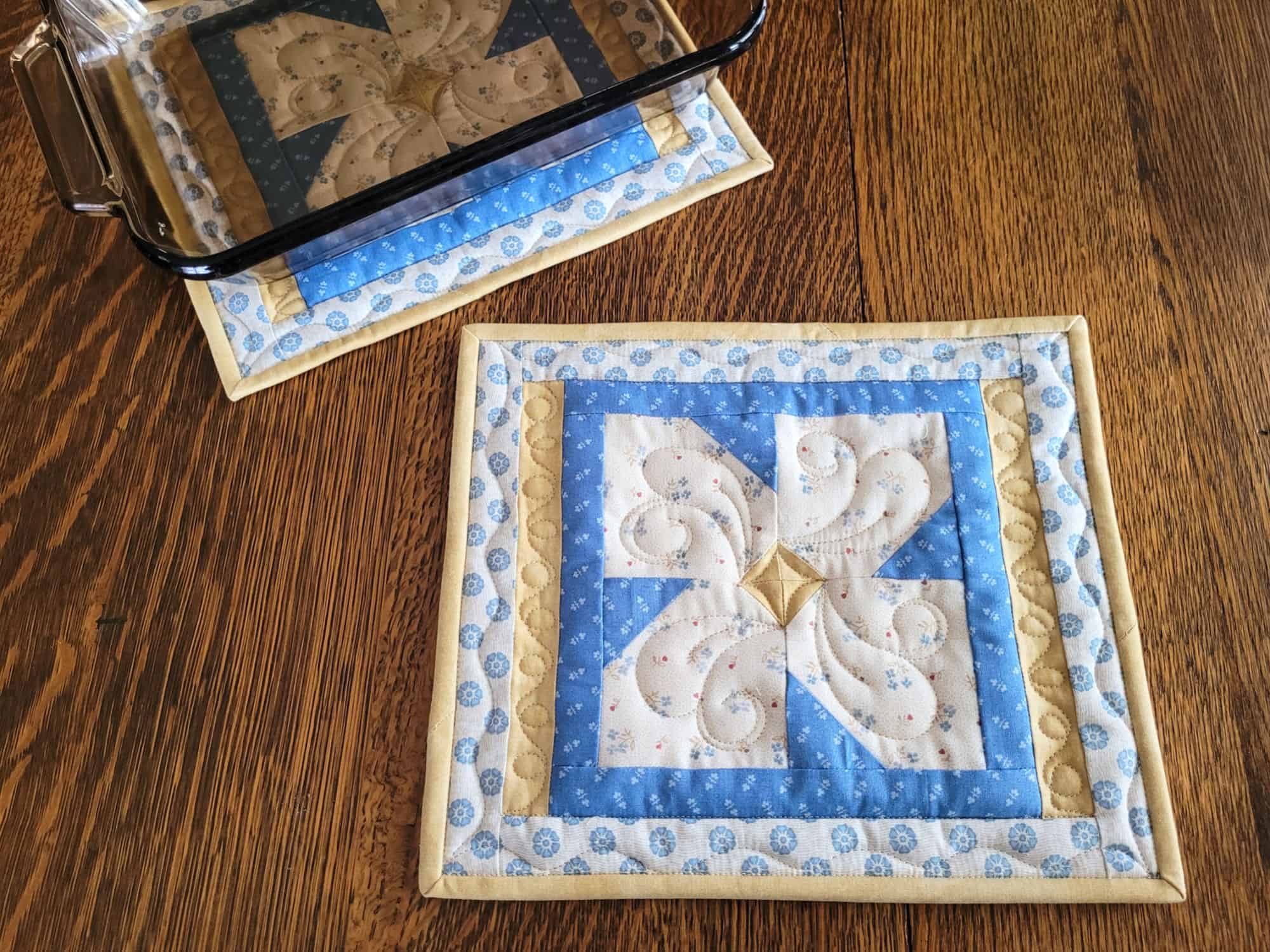 large quilted hot mat on table