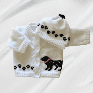 Black Lab Personalized Knitted Baby Sweater, Custom Labrador Infant Cardigan, Dog Themed