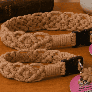 Pet Collar - Macrame - Diamond Pattern with bling
