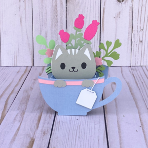 Tea Cup Cat Pop Up Card