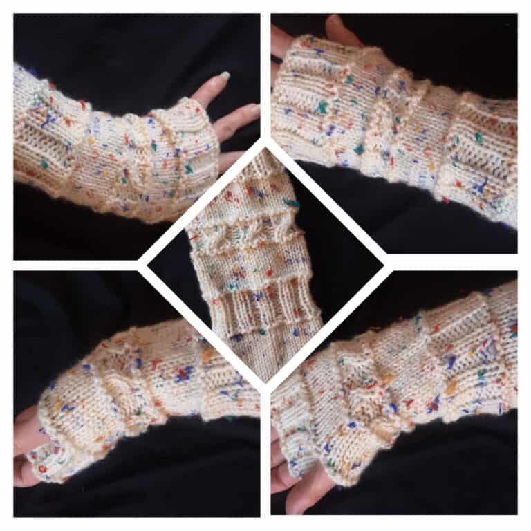 Aran Tweed Knit Fingerless Gloves Mitten ArmWarmer Viscose