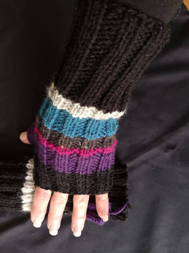 Striped Vagabond Multicolor Knit Fingerless Gloves ArmWarmer