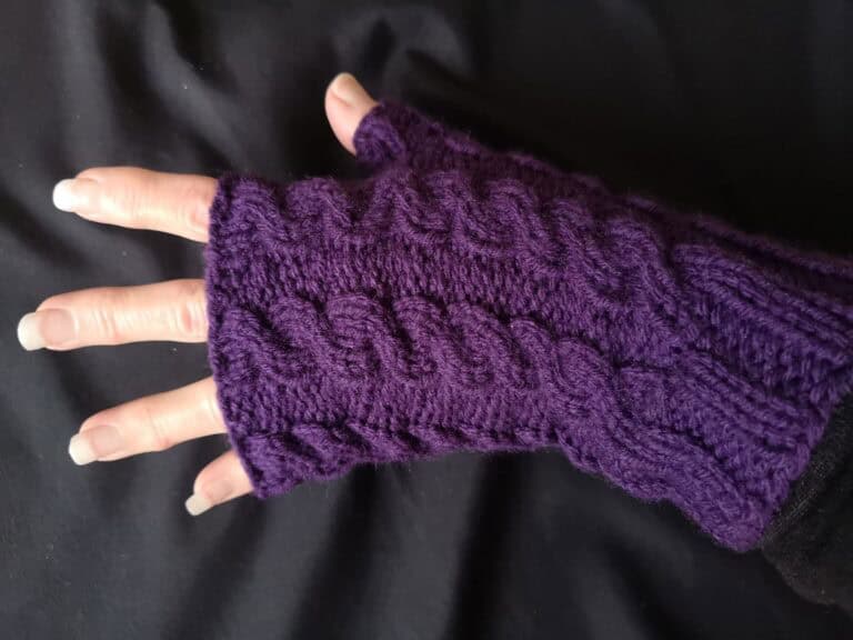 Purple Handmade Knit Seamless Fingerless Typing Gloves Mittens Holiday Gift