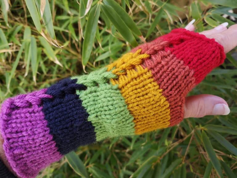 Rainbow Rave Disco Gay Pride lgbt Retro Knit Fingerless Gloves Multicolor