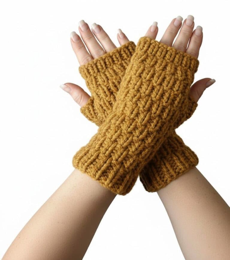 Knitted Fingerless Texting Gloves Mittens yellow