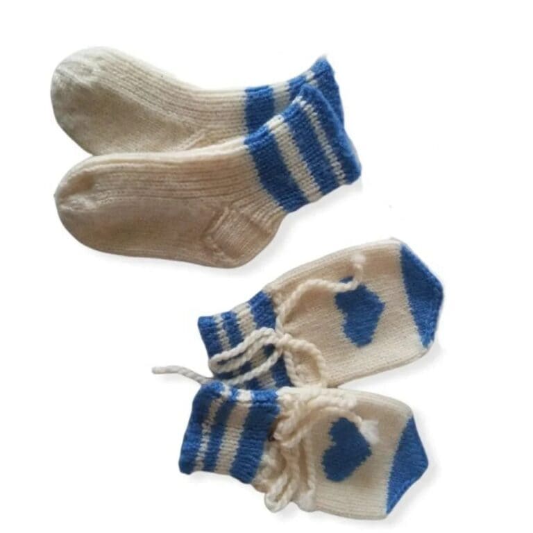 Handknit in Canada Preemie Wool Hearts Socks and Mittens