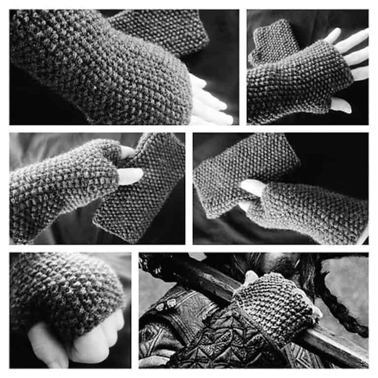 Grey HandKnit Fingerless Gloves Mittens Glovelets