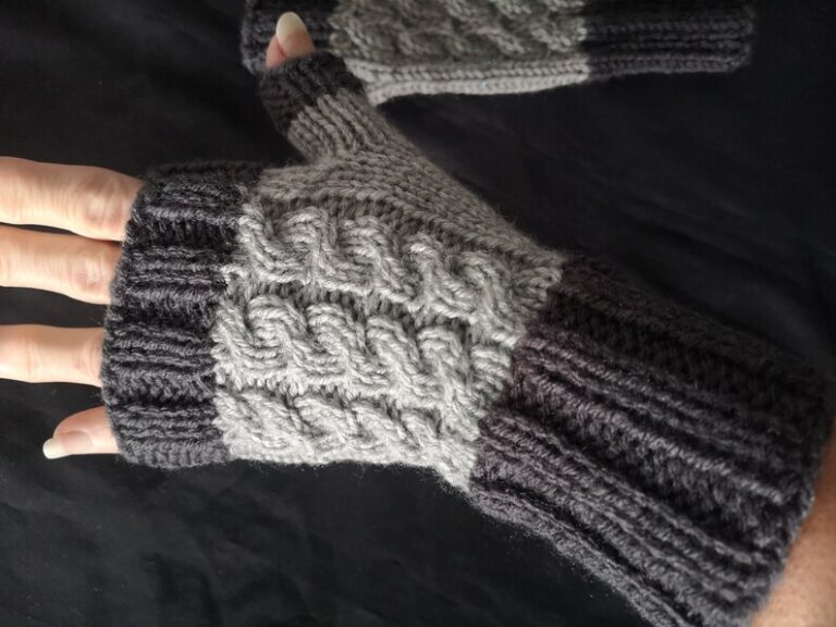 Gray Tones Fingerless Gloves Mittens Handmade For Women and Men