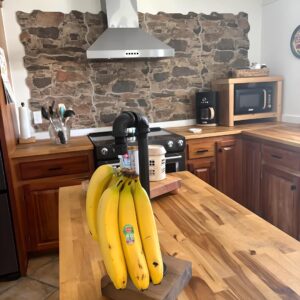 Industrial Pipe Banana Holder – Stained Wood Base