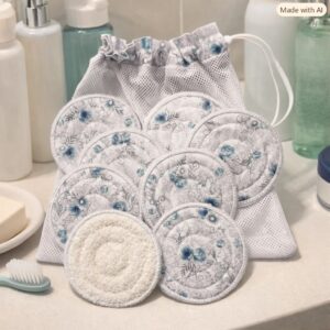 Facial Care, Handmade Reusable Face Wipes and Laundry Bag Set