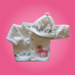 Unicorn Baby Sweater, Personalized Knitted Infant Cardigan, Magical Shower Baby Gift