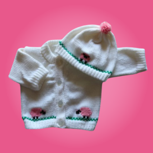 Sheep Baby Sweater, Personalized Knitted Infant Cardigan, Lamb Clothing, Shower Gift