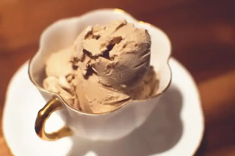Keto Coffee Ice Cream in a decorative cup for a delicious low-carb dessert.