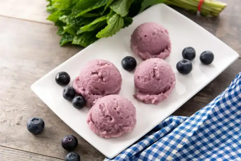 Keto Lemon Blueberry Ice Cream with fresh blueberries and lemon flavor, perfect for a healthy desser.