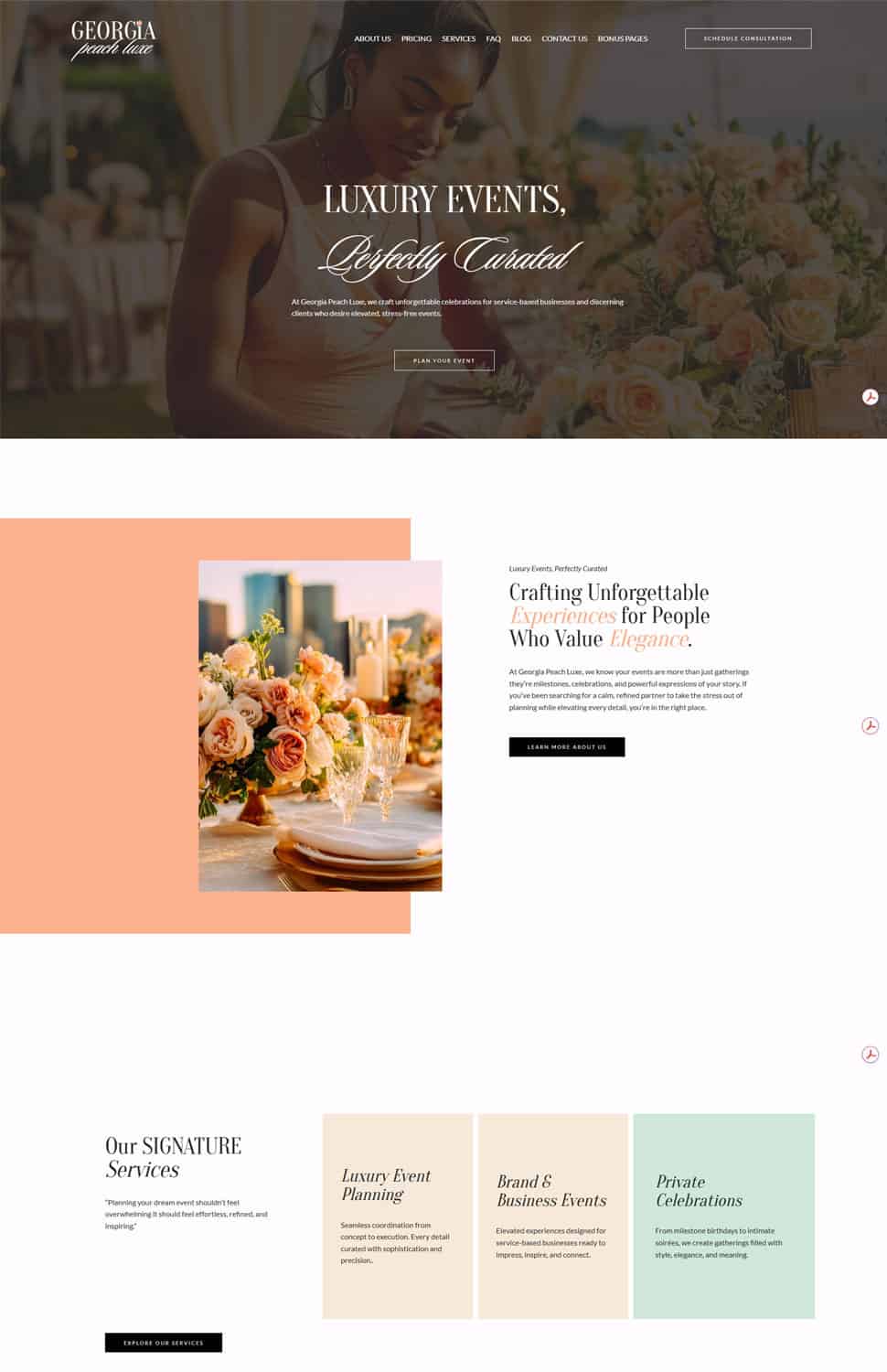 Gapeach luxe squarespace halfscreenshot