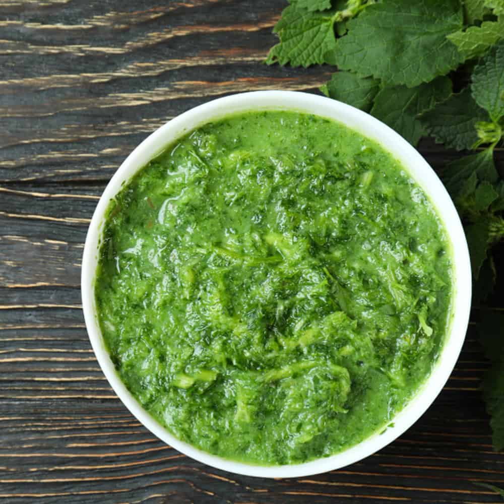 Fresh green chutney served at Crown Indian Cuisine Windang, an authentic Indian restaurant.