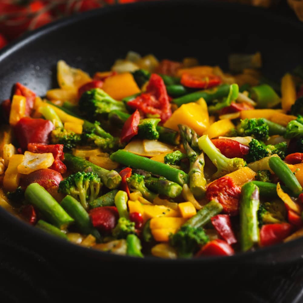 Fresh mixed vegetable stir-fry at Crown Indian Cuisine Windang, delicious Indian-inspired vegetarian dish.