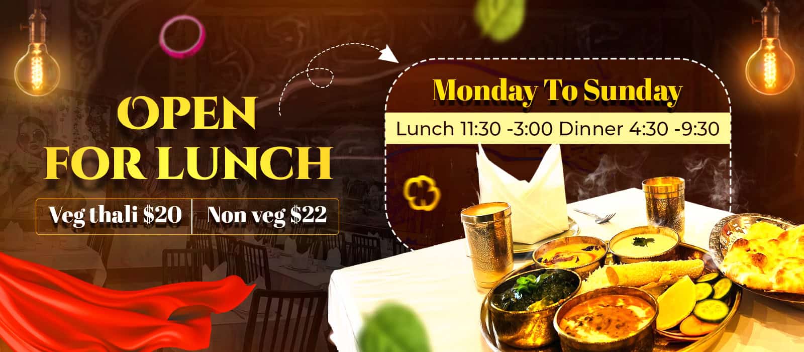 Authentic Indian cuisine dinner menu at Crown Indian Windang restaurant.