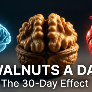 Ultra-realistic image showing walnuts with brain and heart icons, highlighting the benefits of eating 7 walnuts daily for brain health, heart protection, and better sleep in 2025.