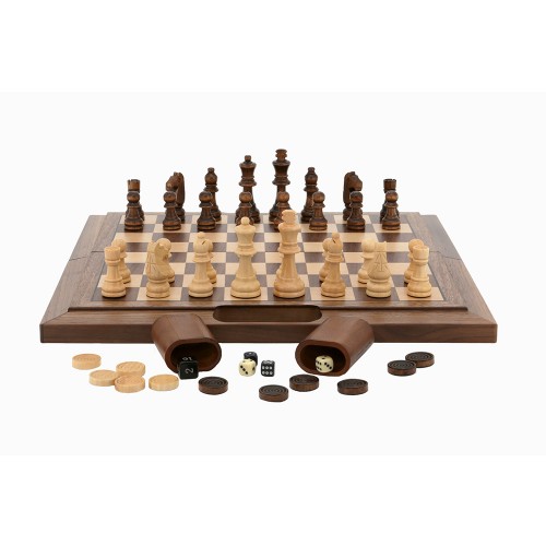 Dal Rossi Chess / Checkers / Backgammon,folding walnut, 16" - Image 2