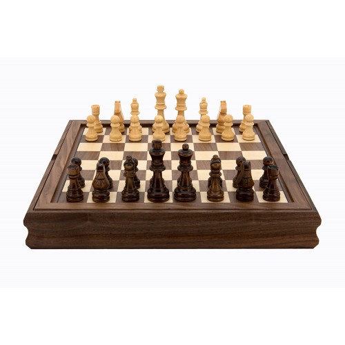 Dal Rossi Chess /Checkers / Backgammon, walnut, flip top board, 14" - Image 3